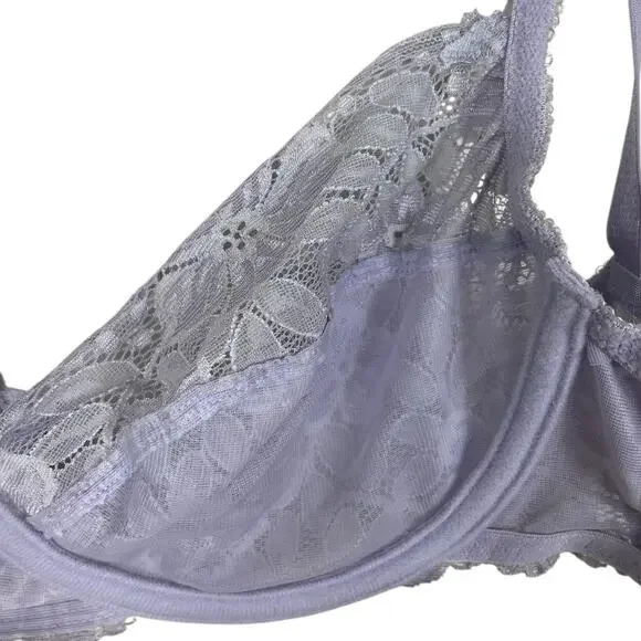 Victoria's Secret Lace Bra Underwire Unlined Pastel Lilac Size 36C Sexy Y2K - Picture 9 of 11
